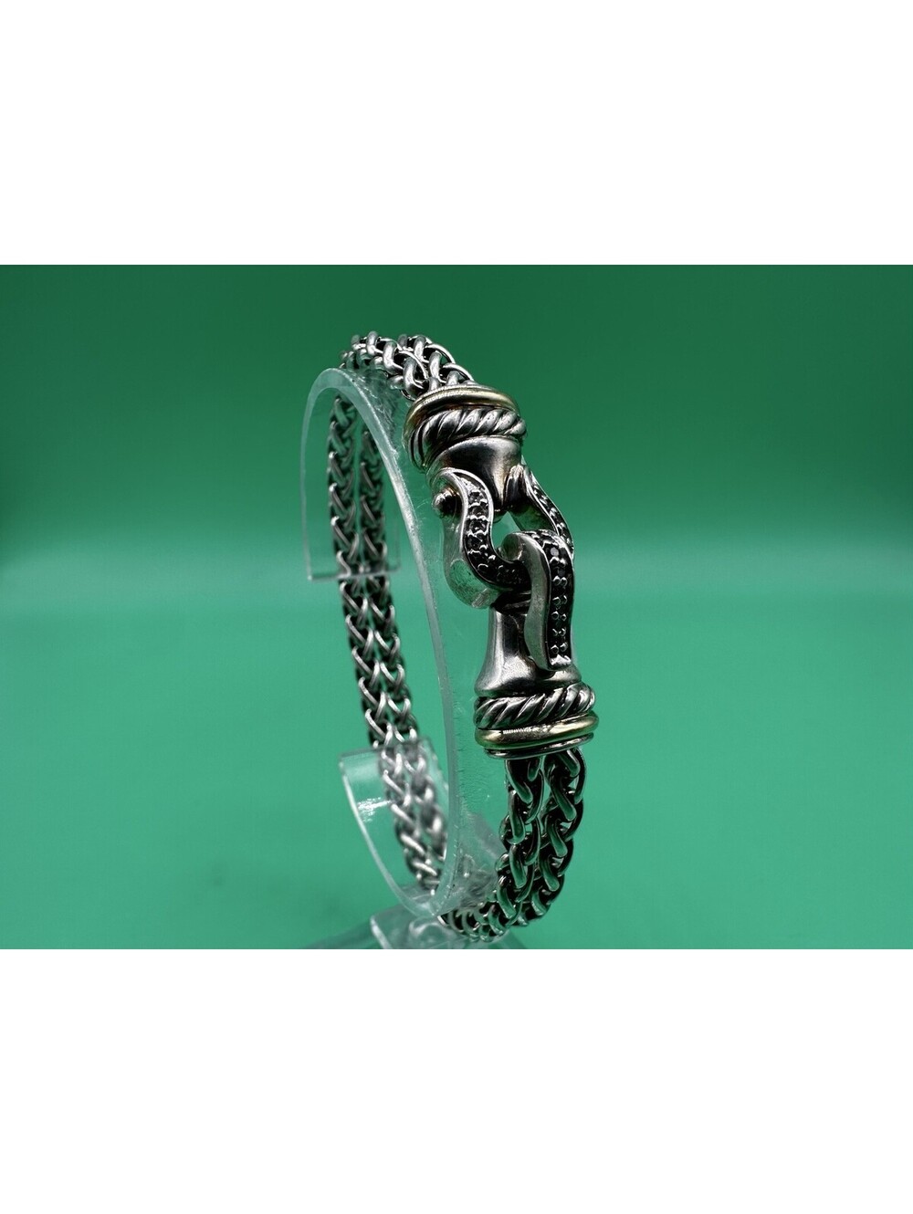 Vintage David Yurman 925 Sterling Silver/18K/750 Gold W/Diamond Buckle Bracelet